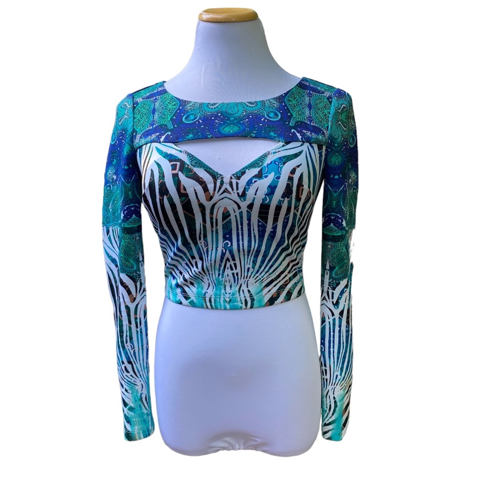 Bebe Cropped Zip Back Top